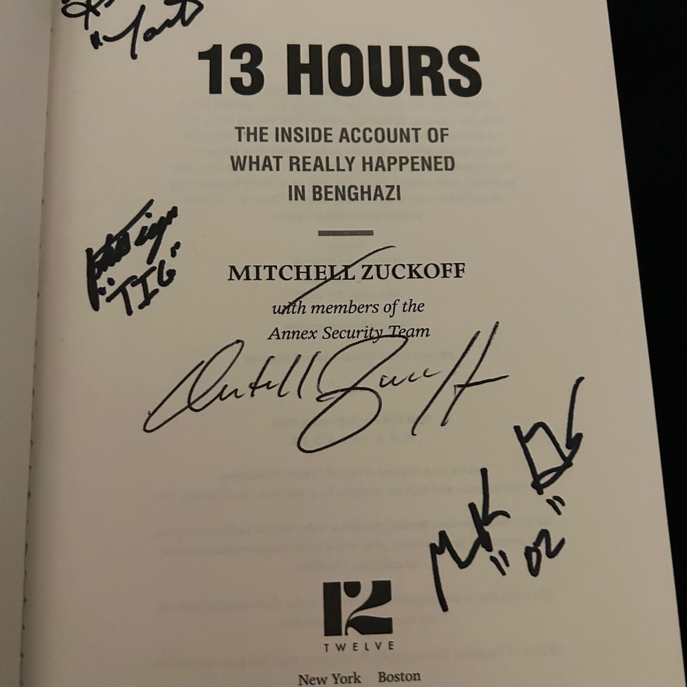 13 Hours /
Premier collections hardback Autographed book.  Brand new condition.